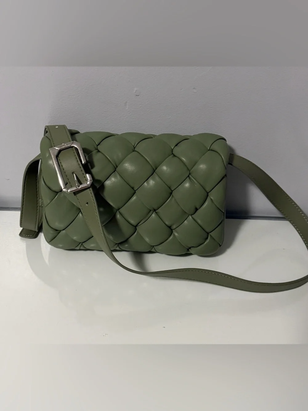 JW PEI Olive Woven Padded Crossbody Bag